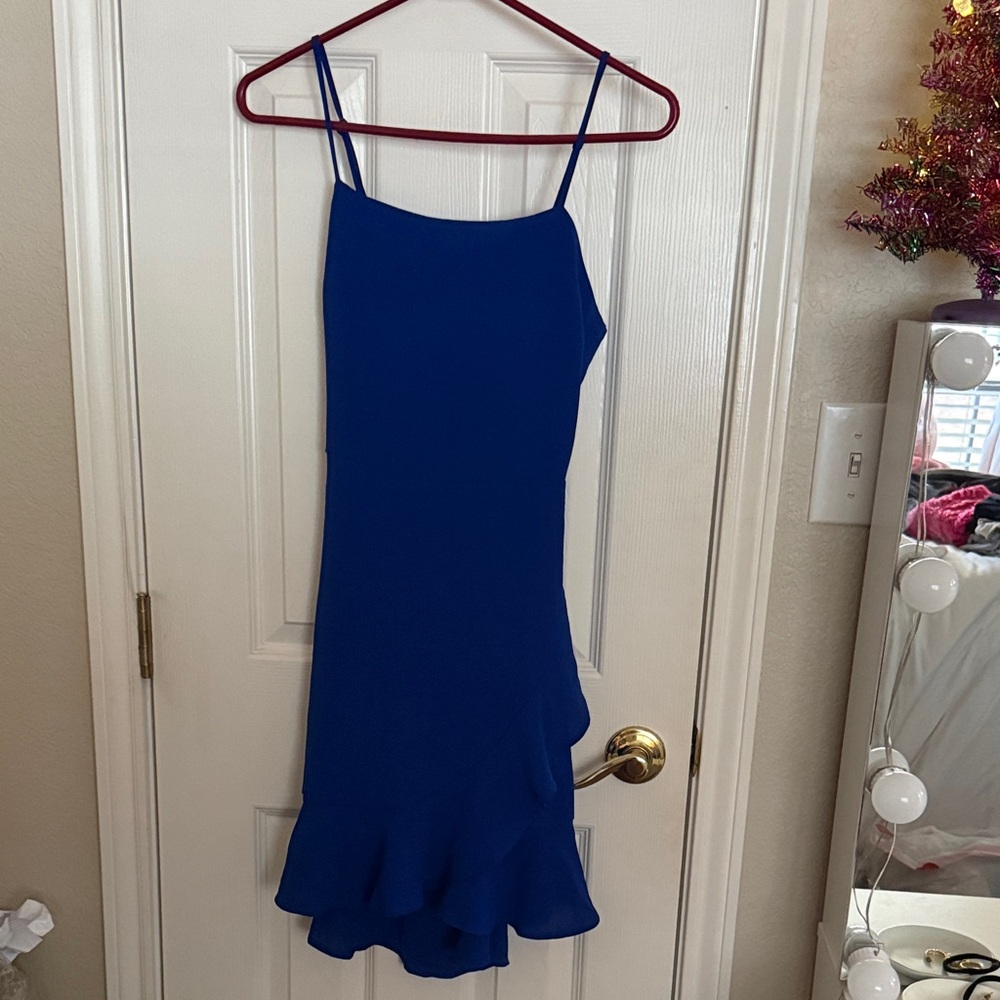 Elegant Blue Spaghetti Strap Dress